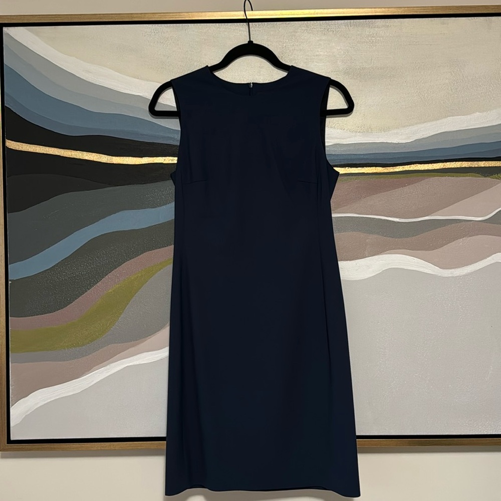 Theory navy blue crepe shift dress